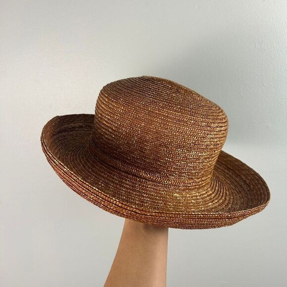 Eric Javits Vintage Wide Brim Straw Sun Hat - Picture 2 of 6
